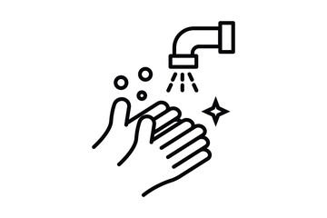 Hand hygiene icon. icon related to hygiene, washing hands. Line icon style design. Simple vector design editable
