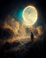 Fototapeta premium person in the moon