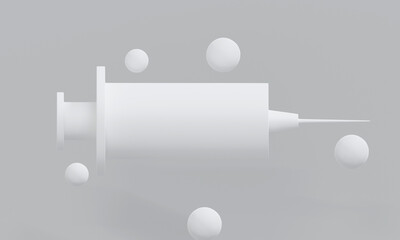 Immunization concept with syringe and vial. 3D Rendering