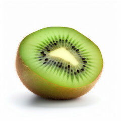 Fototapeta na wymiar Ripe half kiwi fruit isolated on white background. AI generated content