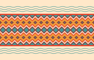 Ethnic abstract ikat art. Aztec ornament print. geometric ethnic pattern seamless  color oriental.  Design for background ,curtain, carpet, wallpaper, clothing, wrapping, Batik, vector illustration.