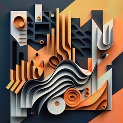 An abstract illustration of  geometric patterns that are inspired by music - Artwork 83