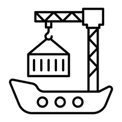 Cargo Ship Outline Icon
