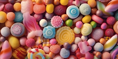 Fototapeta na wymiar Colorful delicious sweet canty, generative ai