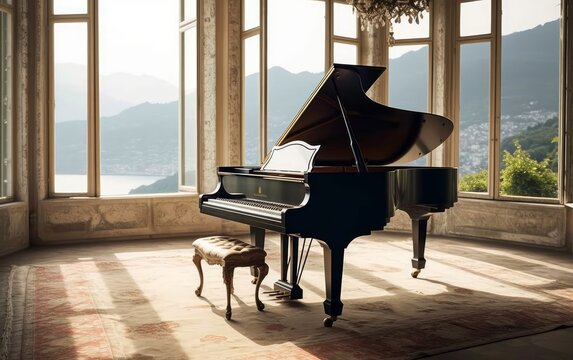 A beautiful grand piano that sits gracefully