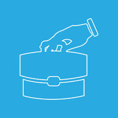 hand and bag icon, work concept, vector illustration