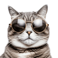 Cool cat wearing sunglasses, no background/transparent background