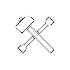 hammer and wrench icon, on a white background, vector illustration