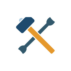 hammer and wrench icon, on a white background, vector illustration