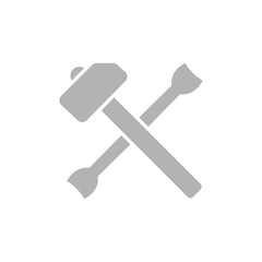 hammer and wrench icon, on a white background, vector illustration