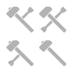 hammer and wrench icon, on a white background, vector illustration