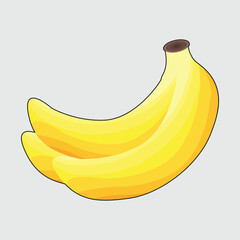 Cartoon bananas. yellow fruit and bunch of bananas. Tropical fruits, Isolated vector illustration icon