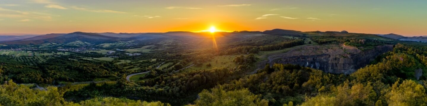 Rh&ouml;n, Panorama, Bischofsheim in der Rh&ouml;n, Sonnenuntergang, Natur, Landschaft