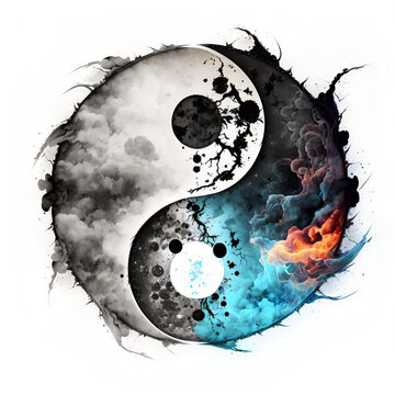 Watercolor yin yang symbol