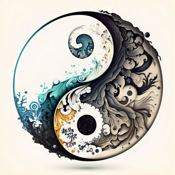 Watercolor yin yang symbol