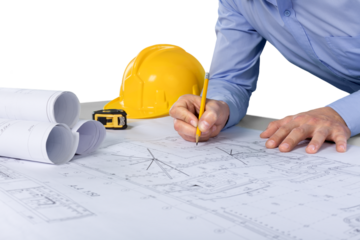 Architect hands sketching a construction project.