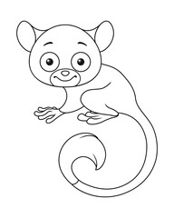 Cute tarsier monkey coloring page cartoon vector illustration