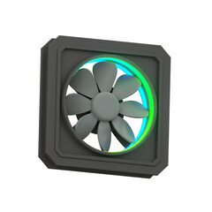 3D illustration of a cooling fan system on a computer isolated on a transparent background
