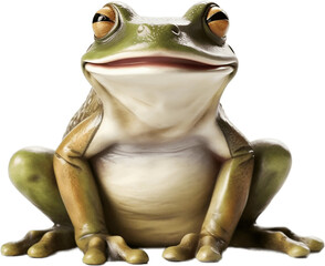 Smiling green frog, no background/transparent background