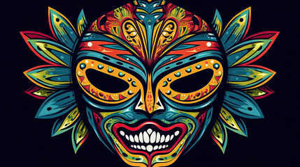 Mexican Lucha Libre wrestling mask. Vector illustration for t-shirt or tattoo. Generative AI.