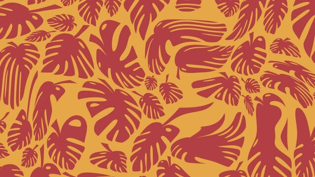 Retro Wallpaper Psychedelic Monstera Leaves Pattern Animation Moving Texture