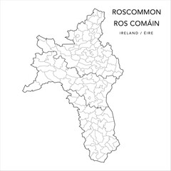 Vector Map of County Roscommon (Countae Row Comáin) with the Administrative Borders of County, Districts, Local Electoral Areas and Electoral Divisions from 2018 to 2023 - Republic of Ireland