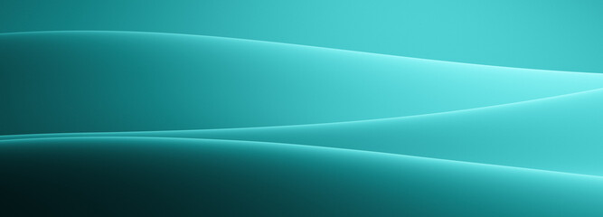 Turquoise water like elegant abstract panoramic background with soft flowing curves or waves with copy space for text, grain effect