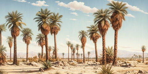He sees a mirage of palm trees in the desert - generative ai.