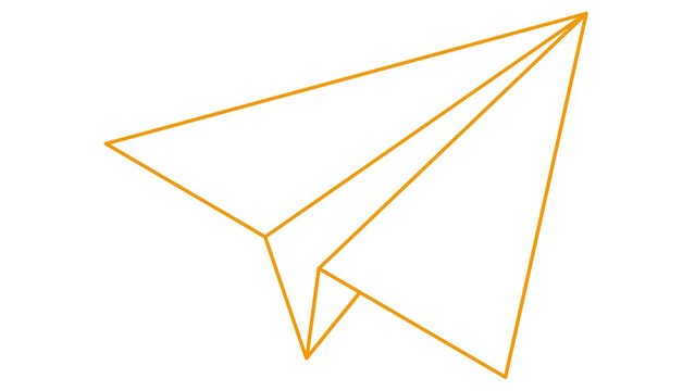 Animated linear orange icon of paper airplane. Symbol is drawn gradually. Concept of airplane travel, business, freedom. Looped video. Vector illustration isolated on a white background.
