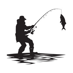 A Fisherman Vector silhouette
