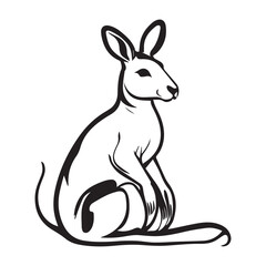 Kangaroo Vector Line art Illustration, Black Color kangaroo