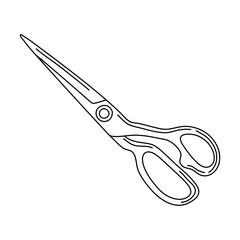 Scissors linear vector icon in doodle style, hand drawn