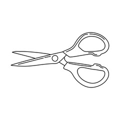 Scissors linear vector icon in doodle style, hand drawn