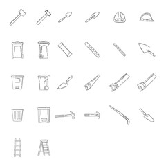 Construction Doodle Icon Vector Art. Work Tools Building Illustration. Sketch design Clip Art.