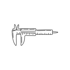 vernier caliper in doodle style. Isolated vector