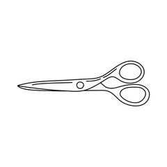 Scissors linear vector icon in doodle style, hand drawn