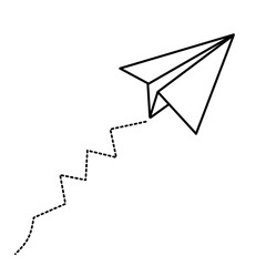 Paper airplane doodle with dashed line 