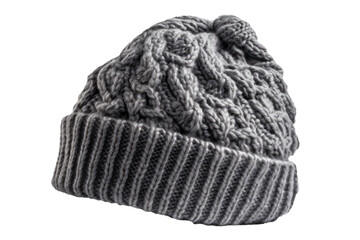 Fototapeta na wymiar Knitted Gray Hat On Isolated Transparent Background, Png. Generative AI