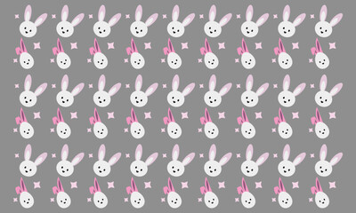 Rabbit Bunny print seamless texture pattern vector illustration - obrazy, fototapety, plakaty