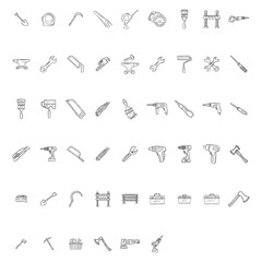 Doodle set working construction tools