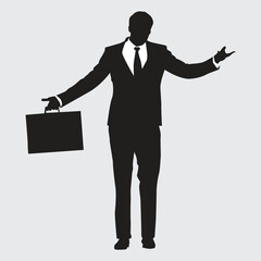 business symbol man holding a briefcase silhouette - obrazy, fototapety, plakaty