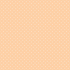 Seamless white polka dot pattern on orange background