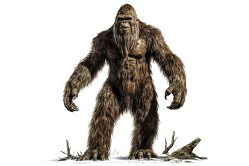 bigfoot isolated on white background. Generated by AI.