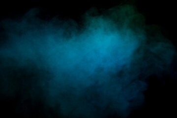 Blue and green steam on a black background.