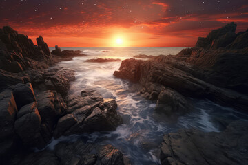 Obraz premium The sea view under the sunset.