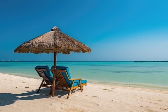 A beach chair by the tropical seaside.