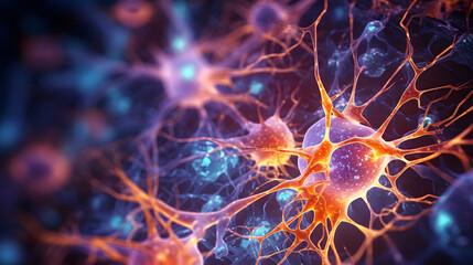 Intricate Neural Connections: Macro Close-Up of Neurons and Synapse-like Structures in Brain Chemistry. Generative AI