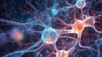 Intricate Neural Connections: Macro Close-Up of Neurons and Synapse-like Structures in Brain Chemistry. Generative AI