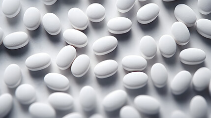 Clinical Precision: Closeup of White Pills on Table. Generative AI