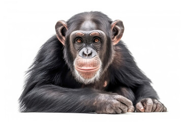 Chimpanzee On White Background. Generative AI